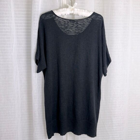 EILEEN FISHER M BLACK SHORT SLEEVE KNIT CREWNECK TOP - Picture 2 of 10